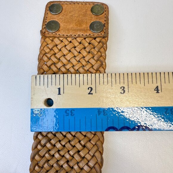 Motif Brand Wide Braided Leather Bracelet Snap Closure Natural Boho - Picture 7 of 14